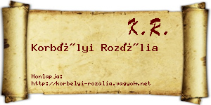 Korbélyi Rozália névjegykártya